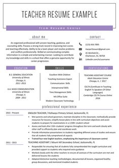 a professional resume for teachers with no work experience