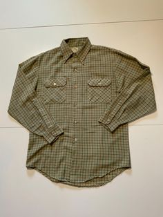 Vintage 60s 70s JCPenney Big Mac Plaid MW Button Front Work Shirt Sz. M. Condition is used. Measures approximately: chest:44 inches around (22 inches pit to pit), shoulder to hem line: 30 inches. Stains on shirt and light wear please see pictures for details. Great buy Thanks for looking. Big Mac, Work Shirt, Mens Oxfords, Work Shirts, Vintage 60s, Button Downs, 50 %, Tee Shirts, Mac