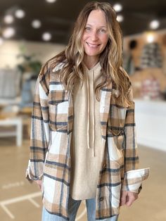 Women's Plaid Wool Blend Button Up Car Coat MURPHY JACKET Stay cozy and step up your winter style with the Murphy Jacket! A classic plaid pattern keeps things casual and gives a timeless look, perfect for any situation. Pull it on for a cute and comfy winter look! Shop more from our Outerwear collection HERE! Details Available in sizes S - L 2 Color options: Clay and Camel Women's Plaid Wool Blend Button Up Car Coat Collared Button up Pockets Thigh length Imported 100% Polyester Hand wash Hang t Comfy Winter, Hair Gift, Car Coat, Camel Color, Wool Plaid, Stay Cozy, Winter Looks, Jumper Dress, Winter Style