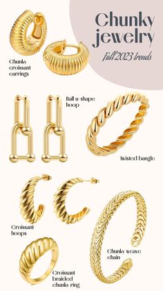 Top Jewelry Trends, Fall 2023 Fashion Trends, Chunky Accessories, Chunky Gold Jewelry, Fall Jewelry Trends, Fall 2023 Fashion, 2023 Fashion Trends, Glow Jewelry