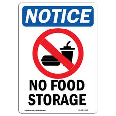 a sign that says no food and drink allowed on white background with blue border around it