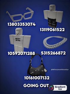 an assortment of items that include glasses, handbag and necklaces are shown in this image