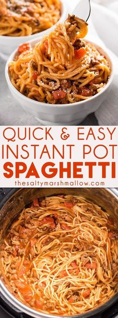 quick and easy instant pot spaghetti recipe in the slow cooker or crock pot