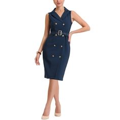 Cut to a fit shape, a self-tie belt over your waist as the highlight, this dress creates a slim silhouette. This double-breasted silhouette can be paired with jeans, heels, or tailored trousers for a classic look. Measurement (in inches) Size----------Length----------Shoulder----------Chest----------Waist XS----------------35.0---------------13.7-----------------35.4---------------29.5 S------------------35.4---------------14.2-----------------37.4---------------31.5 M-----------------35.9------ Elegant Work Dress, Jeans Heels, Summer Tank Dress, Tiered Dresses, Dress Blazer, Bodycon Sweater, Bodycon Sweater Dress, Wear To Work Dress, Work Dresses For Women