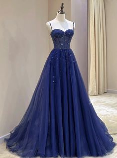 Prom Dresses Navy Blue, Prom Dresses Navy, Formal Dress Blue, Dress With Corset, Long Formal Dress, A Line Evening Dress, Sequin Formal Dress, Blue Dress Formal