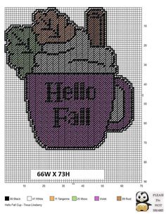 a cross stitch pattern with the words friend girl on it and a cup of coffee