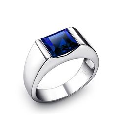 10K Gold Men's Ring with Gemstone 1.80ct Square Cut Sapphire Turkish Wedding Band http://www.jewelsformen.com/products/10k-gold-mens-ring-with-gemstone-1-80ct-square-cut-sapphire-turkish-wedding-band Virgo Gifts, Ruby Wedding Band, Mens Gemstone Rings, Sapphire Wedding Band, Emerald Engagement, Engagement Rings For Men, Engagement Bands, Emerald Engagement Ring