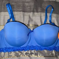 It Is Brand New And In Excellent Condition. It Still Has A Tag And Its Never Been Used. It Is A Size 36 B, It Has Adjustable Straps And Clasps. It Is Super Cute! Feel Free To Ask Any Questions! I Can Do Same Day Shipping! Blue Stretch Bra With Removable Pads, Blue Stretch Bra With Medium Bust Support, Blue Bra With Medium Bust Support And Stretch, Blue Bra With Medium Bust Support, Blue Underwire Bra With Medium Bust Support, Blue Push-up Bra With Removable Pads, Fitted Blue Bra With Medium Bust Support, Blue Push-up Bra With Lined Body, Blue Partially Lined Underwire Bra