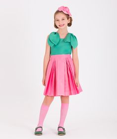 Petal Breeze Outfit | 2 Pieces Spring Party Skirt Set With Ruffles, Elegant Spring Dress-up Sets, Playful Summer Party Sets, Spring Party Green Sets, Pink Ruffled Skirt For Garden Party, Cute Sleeveless Sets For Party, Cute Sleeveless Party Sets, Green Skirt Set For Spring Party, Sleeveless Skirt Set For Spring Party