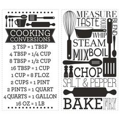 a poster with the instructions for cooking and baking