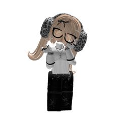 a cartoon girl with glasses is standing in front of a white background