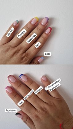 Eras Tour Nails Nail Inspo Eras Tour, Eras Tour Nails Including Ttpd, Nails For The Eras Tour, Eras Manicure, Taylor Swift Nail Ideas Eras, Eras Tour Manicure, Subtle Taylor Swift Nails, Subtle Eras Tour Nails