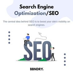 the search engine optimizing / seo page is shown with two people standing on top of