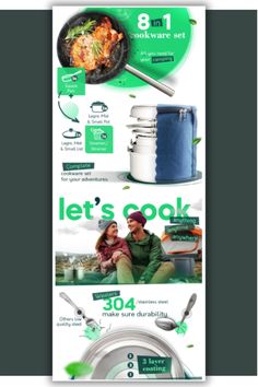 an advertisement with the words let's cook on it and two images of cooking utensils