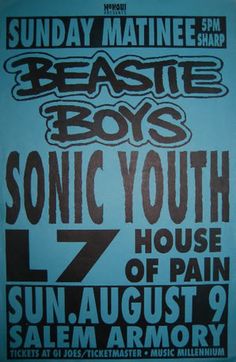 the poster for beastie boys's sonic youth house 7 / 9 / 94