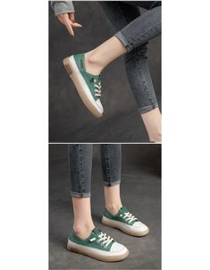 Comfortable Lace up Casual Leather Sneakers — Obiono Green Leather Closed Toe Sneakers, Green Closed Toe Leather Sneakers, Trendy Green Closed Toe Sneakers, Green Casual Sneakers With Flat Heel, Green Flat Leather Sneakers, Obiono Shoes, Khaki Tops, Platform Boots Chunky, Summer Boots