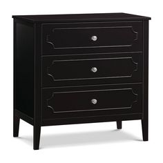 a black chest of drawers with three drawers on one side and two drawers on the other