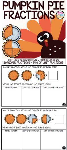 a printable worksheet for the pumpkin pie fractions game with instructions to make it