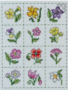 a cross stitch pattern with flowers on it