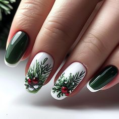 Festive Manicure, Fall Nail Ideas, Fancy Nails Designs, Cute Christmas Nails, Christmas Gel Nails, Seasonal Nails, Winter Nail Designs, Winter Nail, Nail Art Kit