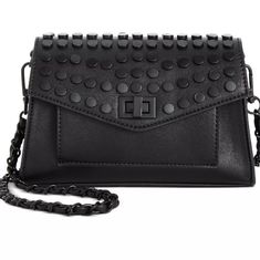 Steve Madden Nwt Small Crossbody Bag With Black Stud Details. Retail $93 Black Party Bags With Gunmetal Hardware, Evening Crossbody Shoulder Bag With Gunmetal Hardware, Chic Crossbody Shoulder Bag With Cell Phone Pocket, Black Shoulder Bag With Gunmetal Hardware For Party, Modern Evening Bag With Cell Phone Pocket, Black Shoulder Evening Bag With Adjustable Strap, Black Evening Shoulder Bag With Adjustable Strap, Chic Flap Bag With Cell Phone Pocket, Chic Clutch Shoulder Bag With Cell Phone Pocket