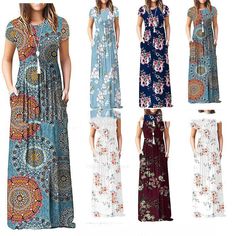 Fitted Bohemian Dresses With Pockets, Bohemian Fitted Dresses With Pockets, Non-stretch Maxi Dress With Pockets, Beach Dresses Short, Long Flower Dress, Bohemian Beach Dress, Printed Long Skirt, European Dress, Floral Print Dress Long