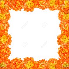 an orange and yellow frame made out of leaves