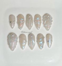 Insta @6teen.nail Mermaid Nails Design Acrylic, Cat Acrylic Nails, Jellyfish Nails, Princesscore Fashion, Nail Instagram, Mermaid Nail, Sweet Nails, Medium Almond