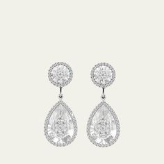 Bhansali drop earrings from the One Collection 18-karat solid white gold Pear and round quartz with diamond halos 1 total diamond carat weight  For pierced ears Imported Luxury Bridal Rose Cut Diamond Drop Earrings, Luxury Teardrop Bridal Earrings For Formal Occasions, Teardrop Diamond Cut Bridal Earrings For Evening, Luxury Pear-shaped Cluster Earrings For Formal Occasions, Luxury Pear-shaped Cluster Earrings For Formal Events, Luxury Platinum Teardrop Diamond Earrings, Luxury Teardrop Bridal Earrings In Cubic Zirconia, Luxury Teardrop Bridal Earrings With Cubic Zirconia, Luxury Pear-shaped Bridal Earrings For Formal Occasions