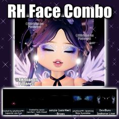 the cover art for rh face combo, featuring an angel with purple hair and blue eyes