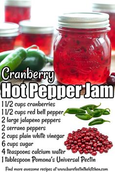 cranberry hot pepper jam recipe with instructions