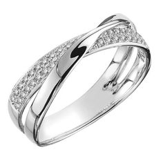 a white gold ring with diamonds on it