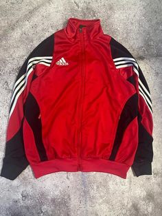 Size: M Condition: Gently used. Please see photos for further description. Measurements:  Chest: 55 cm, Length: 64 cm. Average delivery time to worldwide: 14 - 25 days. Average delivery time to South America and Asia: 20 - 50 days. SHIPPING WITH TRACKING NUMBER Ask any question. You are always welcome ! Adidas Vintage Jacket, Red Windbreaker, Adidas Vintage, Track Suit Men, Tracksuit Tops, Red Adidas, Vintage Adidas, Red Jacket, Vintage Jacket