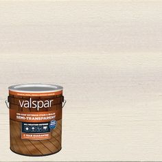 a paint can with the words vallspar painted on it in white and brown