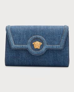 Luxury Denim Blue Denim Bag, Designer Denim Shoulder Bag With Branded Hardware, Designer Denim Blue Bags, Designer Denim Blue Rectangular Shoulder Bag, Luxury Denim Rectangular Shoulder Bag, Designer Denim Rectangular Shoulder Bag, Luxury Rectangular Denim Shoulder Bag, Designer Denim Blue Denim Bags, Denim Shoulder Bag