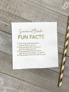 a paper napkin with some fun fact on it