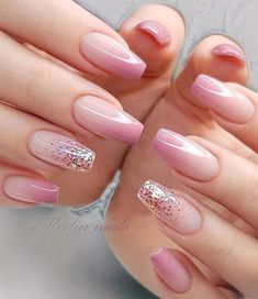 Kutek Disney, Pink Ombre Nails, Gel Nail Art Designs, Ombre Acrylic Nails, Blush Nails, Pretty Nail Art Designs, Wedding Nails Design, Bride Nails, Pretty Nail Art