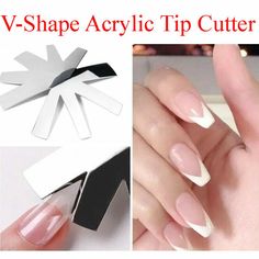 NEW HOT Nail Art Easy French Smile V Shape Acrylic Cutter Silver - FAST SHIP V-SHAPE ACRYLIC TIP CUTTER High-quality Material The French smiley face cutter is made of high-quality stainless steel, wear-resistant, not easy to damage, and not easy to rust or change color. Durable and long service life. Practical smile nails tool The french smile line cutter can be applied to make distinct clean curve line, helping you to create wonderful french nails. Practical Nail Tools This easy french cutter c Pedicure Diy, Nail Art Stencils, Line Nail Art, Nail Art At Home, French Nail Art, V Line, Lines On Nails, Art Tool, French Nail