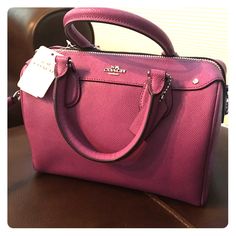 New With Tags Coach Purse In A Gorgeous Purple Raspberry Fuchsia Shade. I Love This Color But Unfortunately Ended Up Never Using This. I Have A Hobo Bag And A Kate Spade In Similar Shades. Feel Free To Ask Any Questions. This Would Look Fantastic With Spring Or Summer Dresses. Easy To Dress Up Or Wear It With Jeans And Flats! Pink Rectangular Coach Satchel, Coach Purple Bag, Coach Purple Bag With Top Carry Handle, Purple Coach Purse, Purple Raspberry, Coach Purple Bags For On-the-go, Jeans And Flats, Coach Purse, Coach Purses