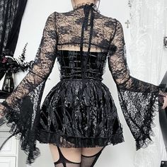 Material: Polyester; Spandex 
Weight: 0.36KG 
Size: S-L 
SKU:?DR37469 Gothic Outfit, Goth Things, Reality Shifting, Halloween Skirt, Velvet Slip Dress, Tank Dresses, Dark Dress, Lace Bolero, Cocktail Club