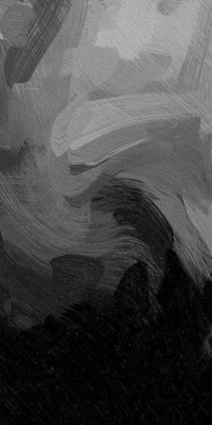 black and white abstract painting with brush strokes on the bottom half of the image, it looks like something out of space