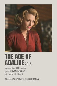 the age of adeline poster with an image of a woman in a red dress