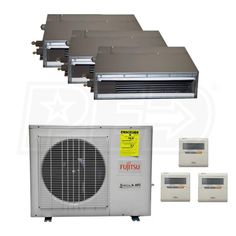 four different air conditioners and three heat pumps