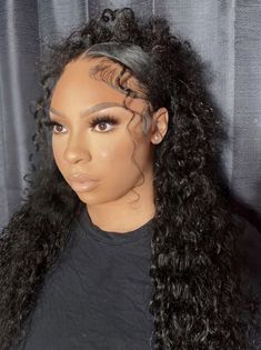 Slick Half Up Half Down Hair, Frontal Hair Styles, Slick Back Half Up Half Down Hair, Wave Wig Hairstyles, Graduation Hairstyle, Bday Hair, Wig Installs, Slick Ponytail