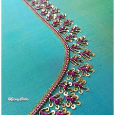 French Knot Aari Work Design, Zardosi Work Blouse, Beaded Necklace Tutorial, Zardosi Work, Hand Beaded Embroidery