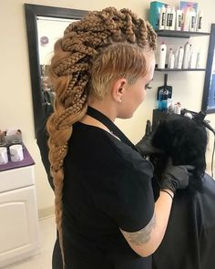 Long Hair Mohawk, Mohawk Dreads, Long Mohawk, Embrace Natural Hair, Mohawk Hairstyles For Women, Braided Mohawk, Undercut Long Hair, Mohawk Styles, Shaved Hair Designs