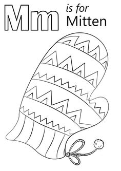 the letter m is for mitten coloring page