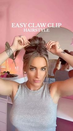 Brittany Jade Szabo | my go to on days I want to wear my hair up 💕✨ #cutehairstyles #easyhairstyles #clawcliphairstyle | Instagram Funky Hair, Easy Updo, Easy Updo Hairstyles, Long Hair Updo, Messy Bun Hairstyles, Updo Hairstyles, Hair Stylist Life