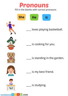 an english worksheet with the words pronouns