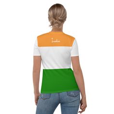 This India t-shirt is perfect for all the Indian patriots out there. Show off your patriotism by wearing this t-shirt to all your favorite places. You'll be sure to get lots of compliments and you'll be so proud of yourself for wearing this! Made of 95% Polyester and 5% Elastane. Smooth fabric and regular fit. Find more India flag clothes on page https://yvddesign.com/collections/india-flag-designs +++ PRODUCT DESCRIPTION +++ 95% Polyester, 5% Elastane (fabric composition may vary by 1%) Smooth Proud Of Yourself, Flag Designs, India Style, Flag Outfit, India Flag, Costume Intero, Elastane Fabric, Flag Colors, India Fashion